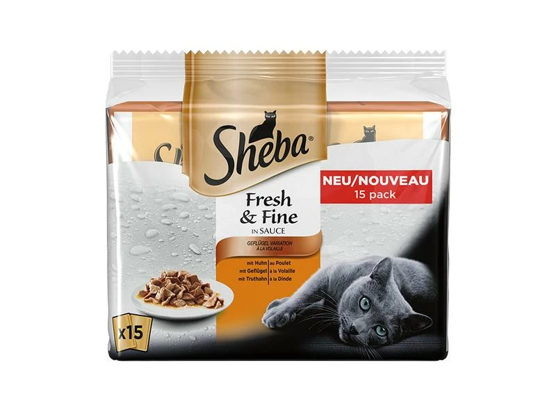 Sheba Nassfutter Fresh & Fine in Sauce Geflügel, 15 x 50 g – Bild 2