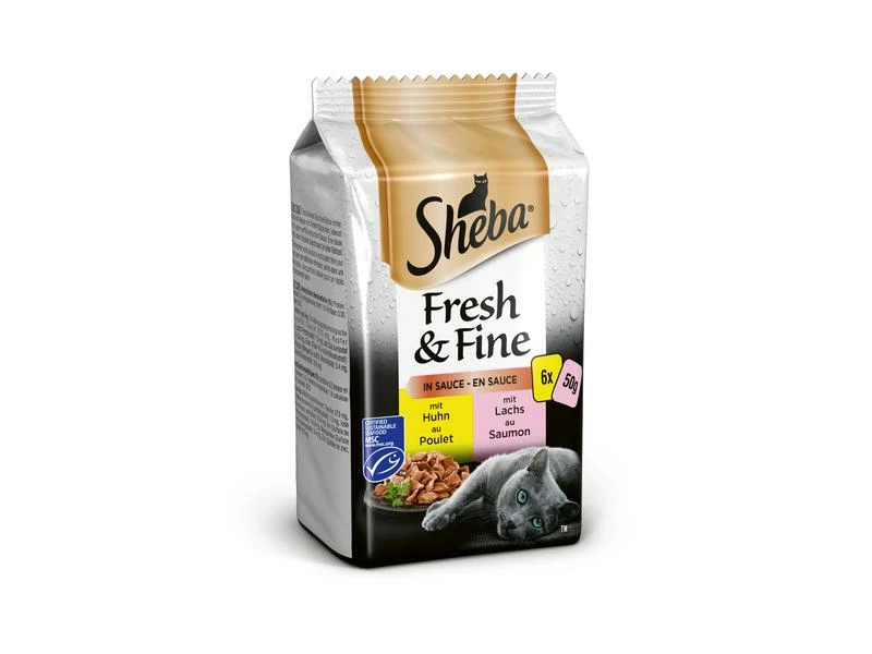 Sheba Nassfutter Fresh & Fine in Sauce Feine Vielfalt, 6 x 50 g