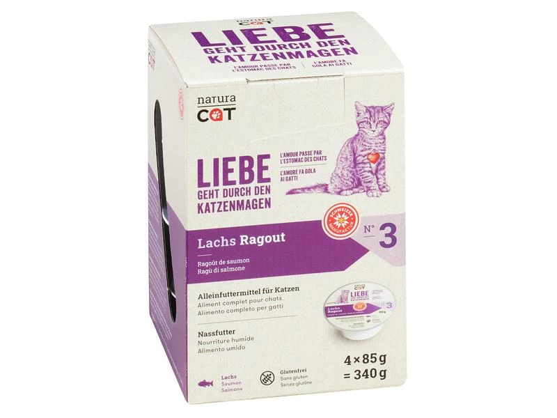 NaturaCat Nassfutter Lachs Ragout, 4 x 85g