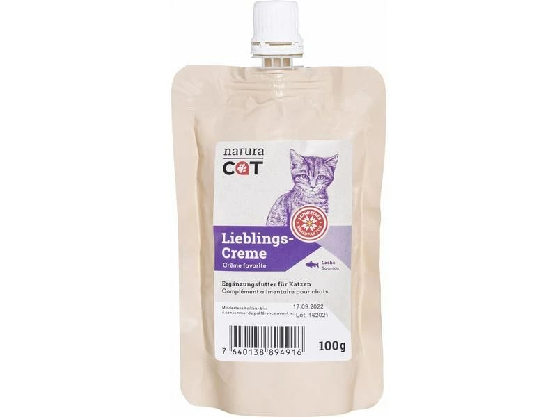 NaturaCat Katzen-Snack Lieblingscreme Lachs, 100g