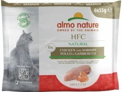 Almo Nature Nassfutter HFC Natural Huhn und Garnelen, 6 x 55 g