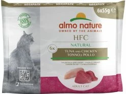 Almo Nature Nassfutter HFC Natural Thunfisch und Huhn, 6 x 55 g