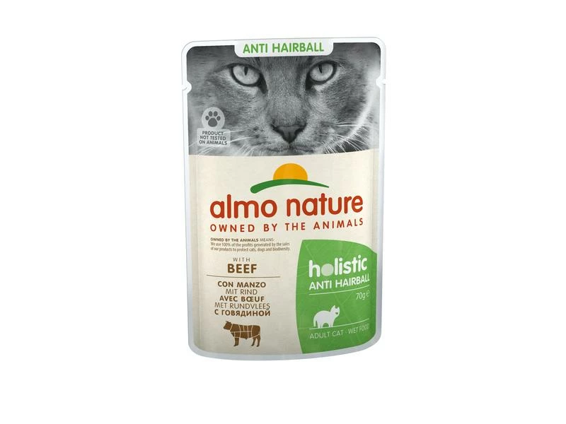 Almo Nature Nassfutter Holistic Anti Hairball mit Rind, 30 x 70 g – Bild 2