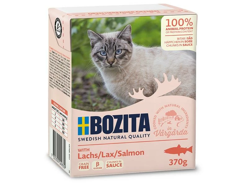 Bozita Nassfutter Häppchen in Sauce mit Lachs, 16 x 370 g – Bild 2