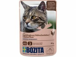 Bozita Nassfutter Pouch Häppchen in Gelée Hühnchenleber, 85 g