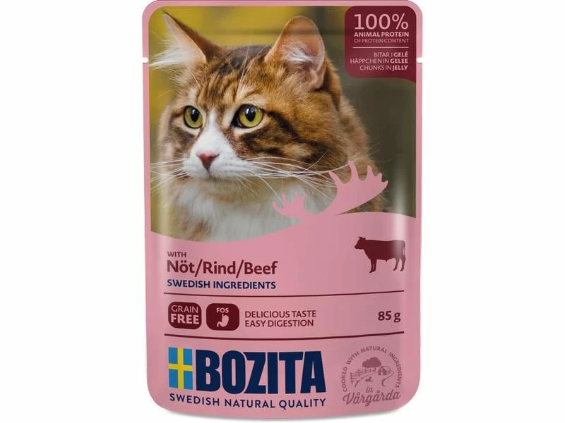 Bozita Nassfutter Pouch Häppchen in Gelée Rind, 12 x 85 g – Bild 2