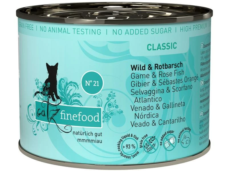 Catz finefood Nassfutter No.21 Wild & Rotbarsch, 6 x 200 g – Bild 2