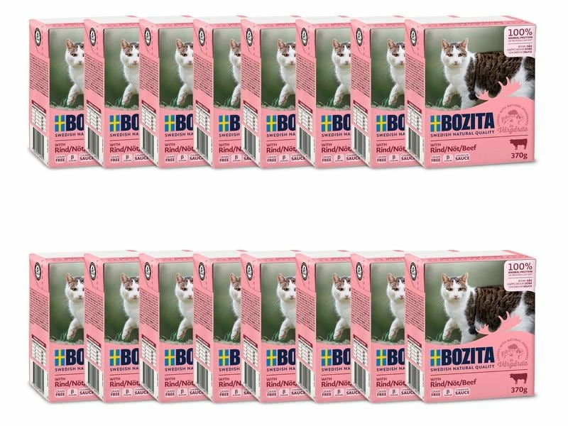 Bozita Nassfutter Häppchen in Sauce mit Rind, 16 x 370 g