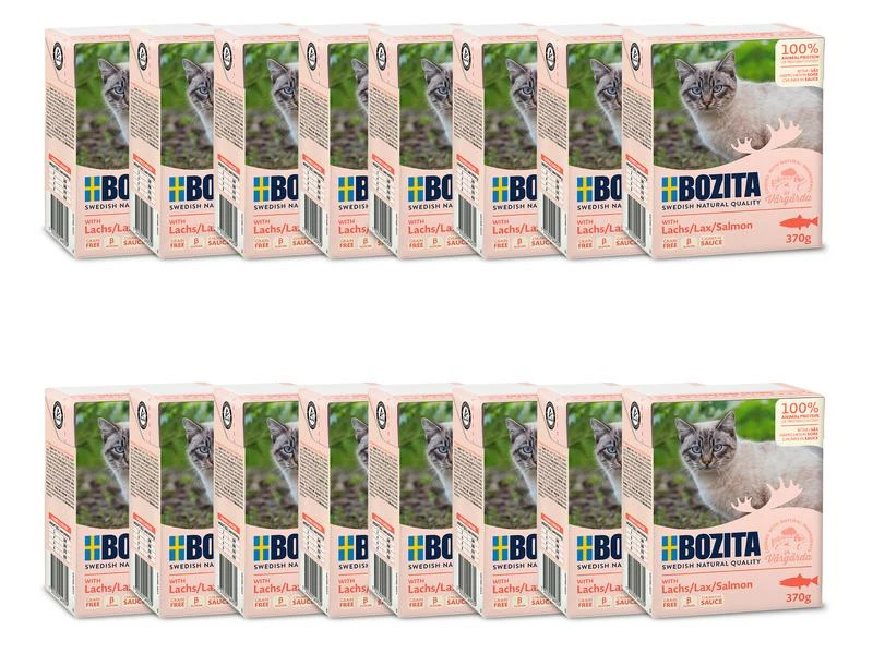 Bozita Nassfutter Häppchen in Sauce mit Lachs, 16 x 370 g