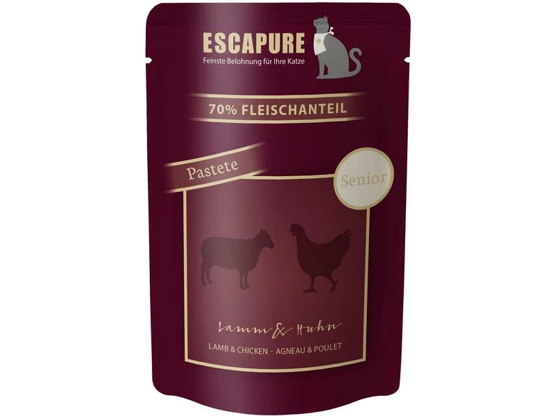 Escapure Nassfutter Pouch Senior Lamm & Huhn, 12 x 100 g – Bild 2