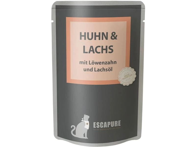 Escapure Nassfutter Pouch Huhn & Lachs, 12 x 100 g – Bild 2