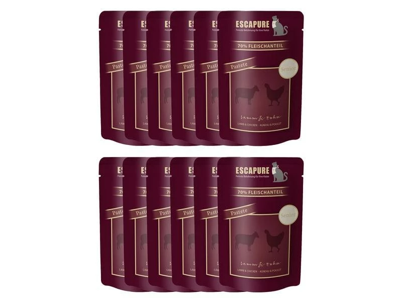 Escapure Nassfutter Pouch Senior Lamm & Huhn, 12 x 100 g