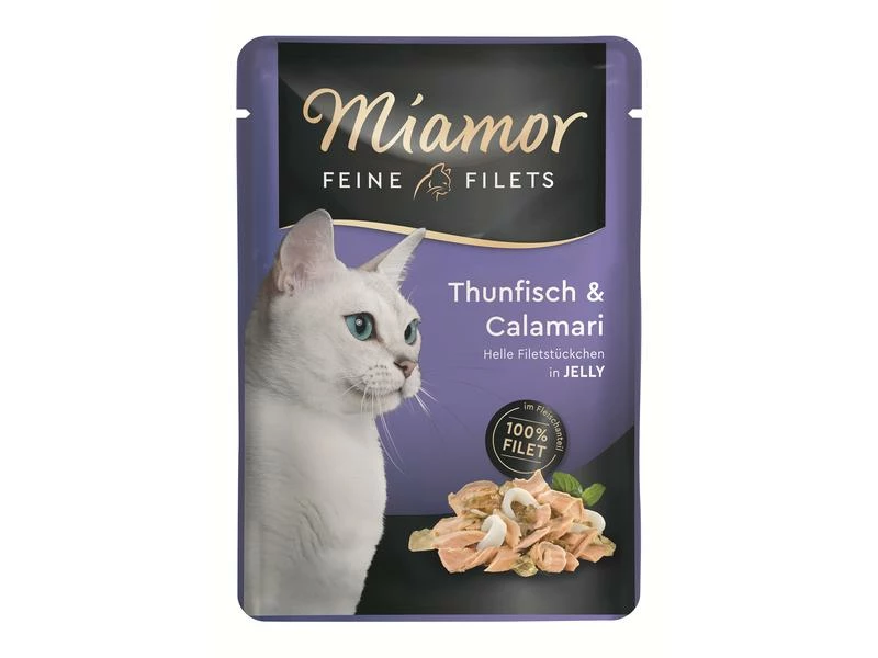 Miamor Nassfutter Feine Filets Thun & Calamari in Gelée, 24 x 100 g – Bild 2
