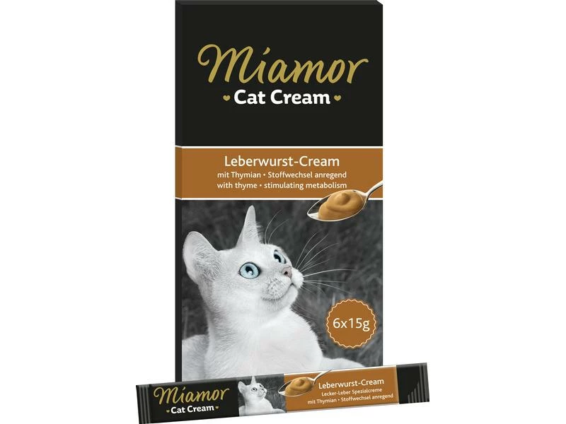 Miamor Katzen-Snack Leberwurst Cream, 6 x 15 g