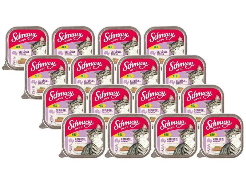 Schmusy Nassfutter Menü Geflügelcocktail, 16 x 100 g