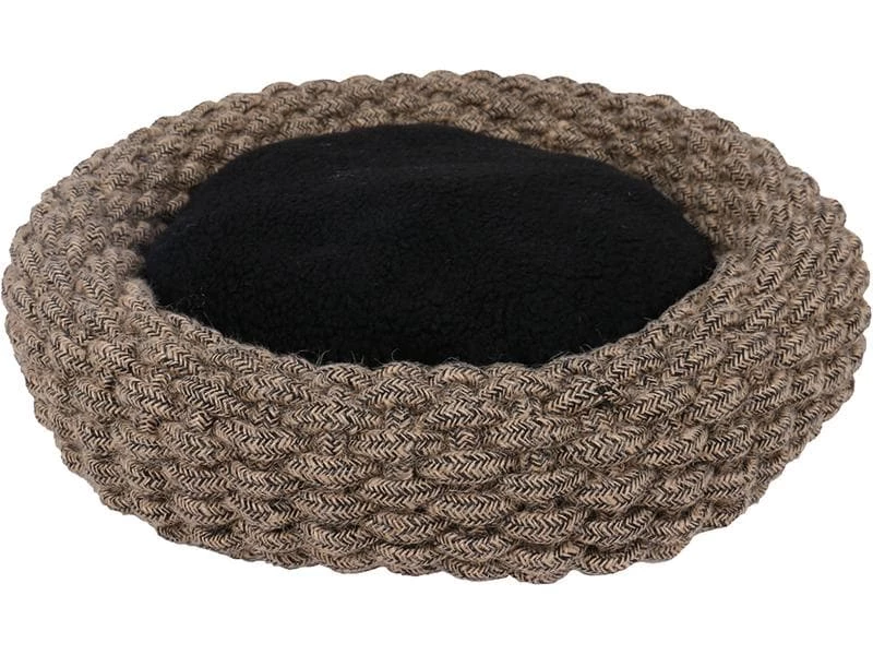Duvoplus Katzenbett Korb Espresso Baumwolle, Ø 54 cm, schwarz-braun