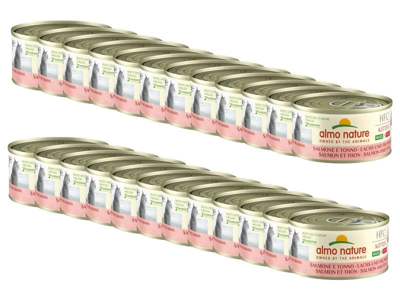 Almo Nature Nassfutter HFC Complete Kitten Lachs & Thunfisch, 24x70g