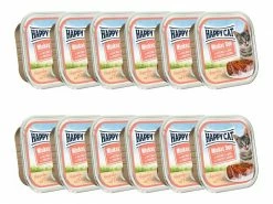 Happy Cat Nassfutter Minkas Duo Häppchen Geflügel & Lachs, 12 x 100 g