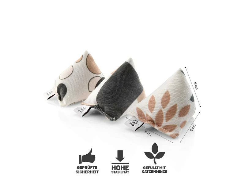 CanadianCat Katzenminze-Spielzeug Mini-Pyramiden, 3er Set, Beige – Bild 2