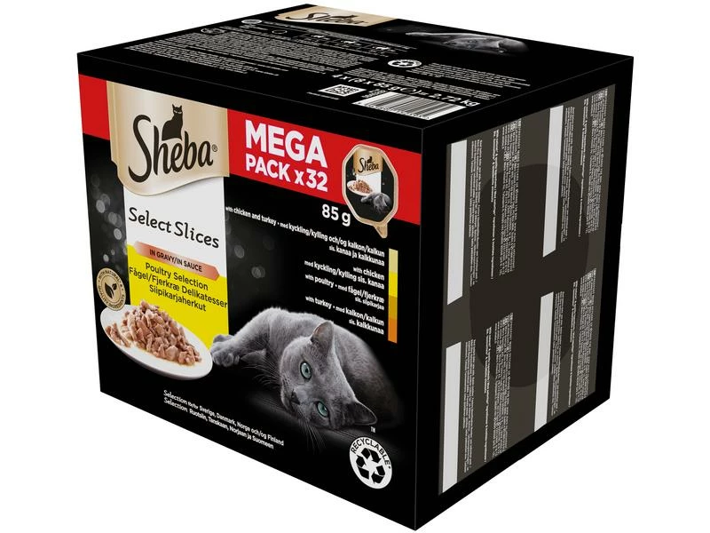 Sheba Nassfutter Selection in Sauce, Geflügel Variation, 32 x 85 g