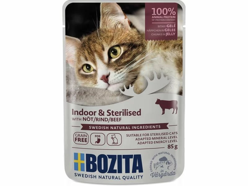 Bozita Nassfutter Pouch Häppchen in Gelée, Rind, 85 g