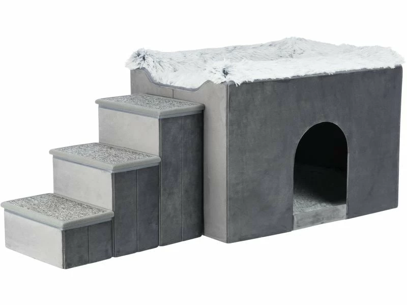Trixie Katzenmöbel Höhle Harvey mit Treppe, Grau