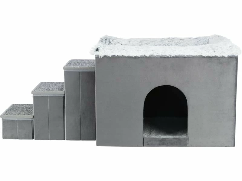 Trixie Katzenmöbel Höhle Harvey mit Treppe, Grau – Bild 2