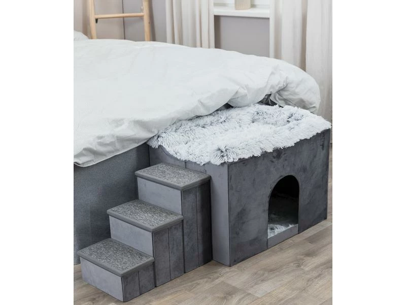 Trixie Katzenmöbel Höhle Harvey mit Treppe, Grau – Bild 3