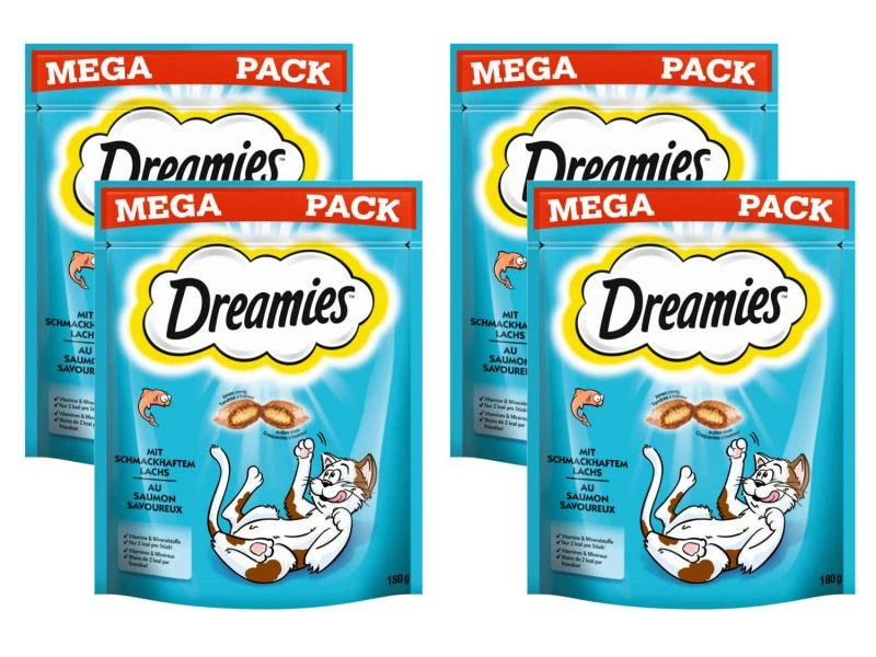 Dreamies Katzen-Snack mit Lachs, 4 x 180g