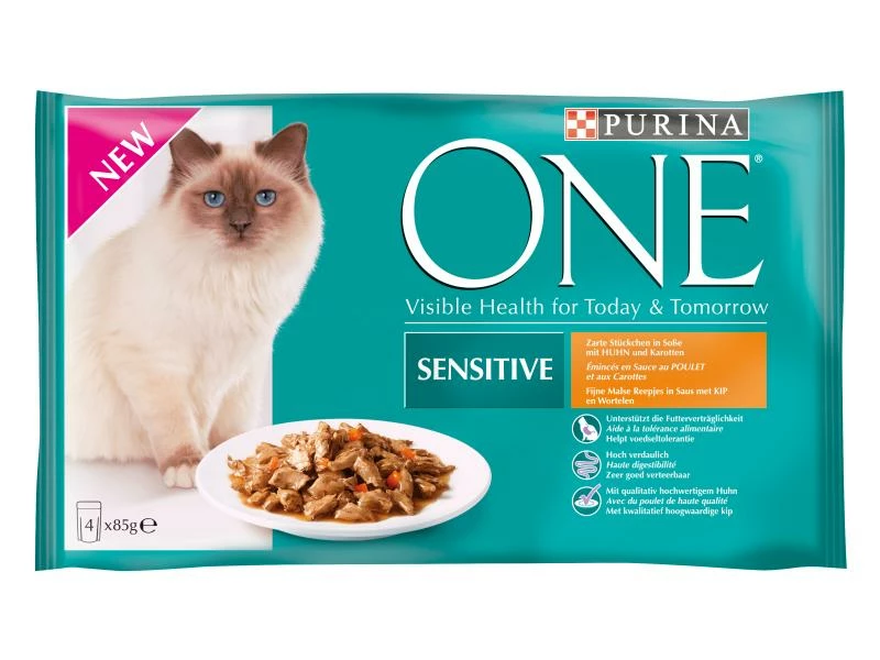 Purina ONE Nassfutter Sensitive Huhn, 4 x 85 g – Bild 2