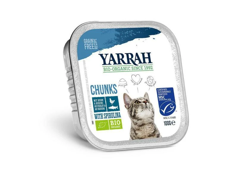 Yarrah Bio-Nassfutter Chunks mit Huhn & Fisch, 16 x 100 g – Bild 2