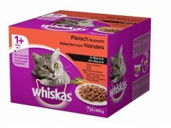 Whiskas Nassfutter 1+ Fleisch Auswahl in Sauce, 24 x 100g
