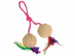 Trixie Katzen-Spielzeug Jute 2 Bälle am Seil